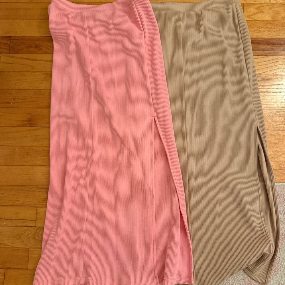 Two Ribbed Maxi Skirts